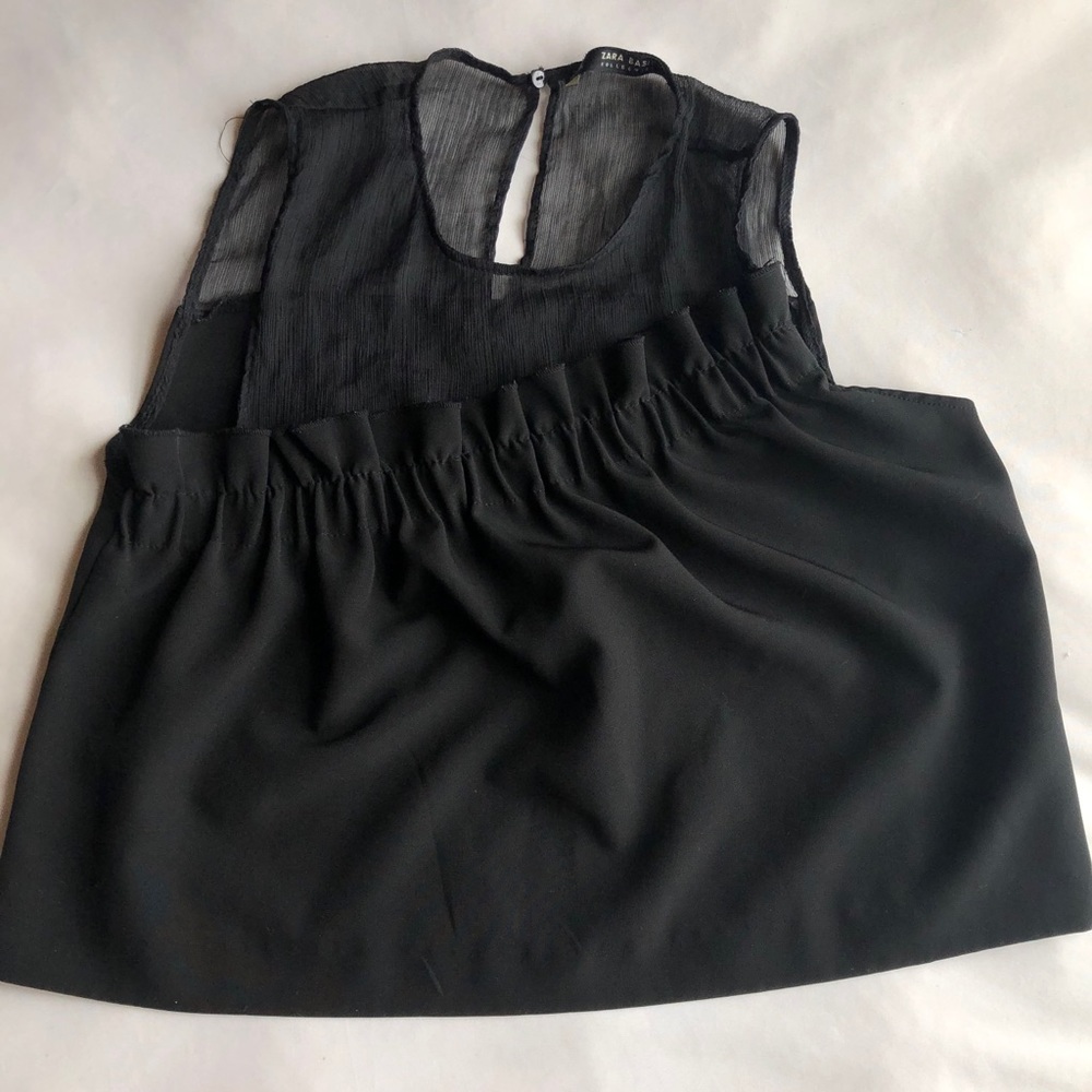 ZARA Basic Black Ruffled Top
